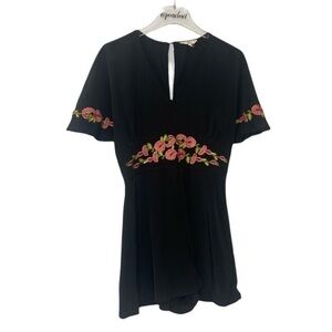 Entro Boho Black Embroidered Short Sleeve Romper
